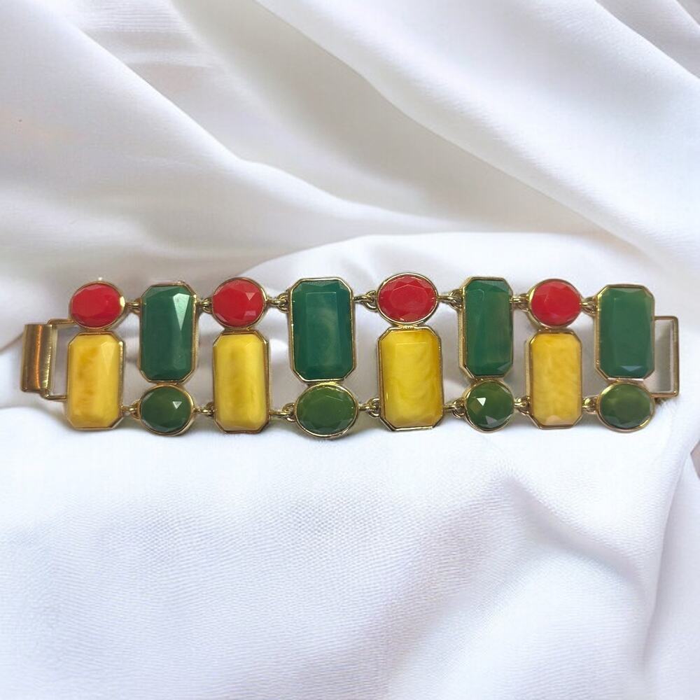 Vintage kate spade Green Red & Gold Dazzle Bracelet